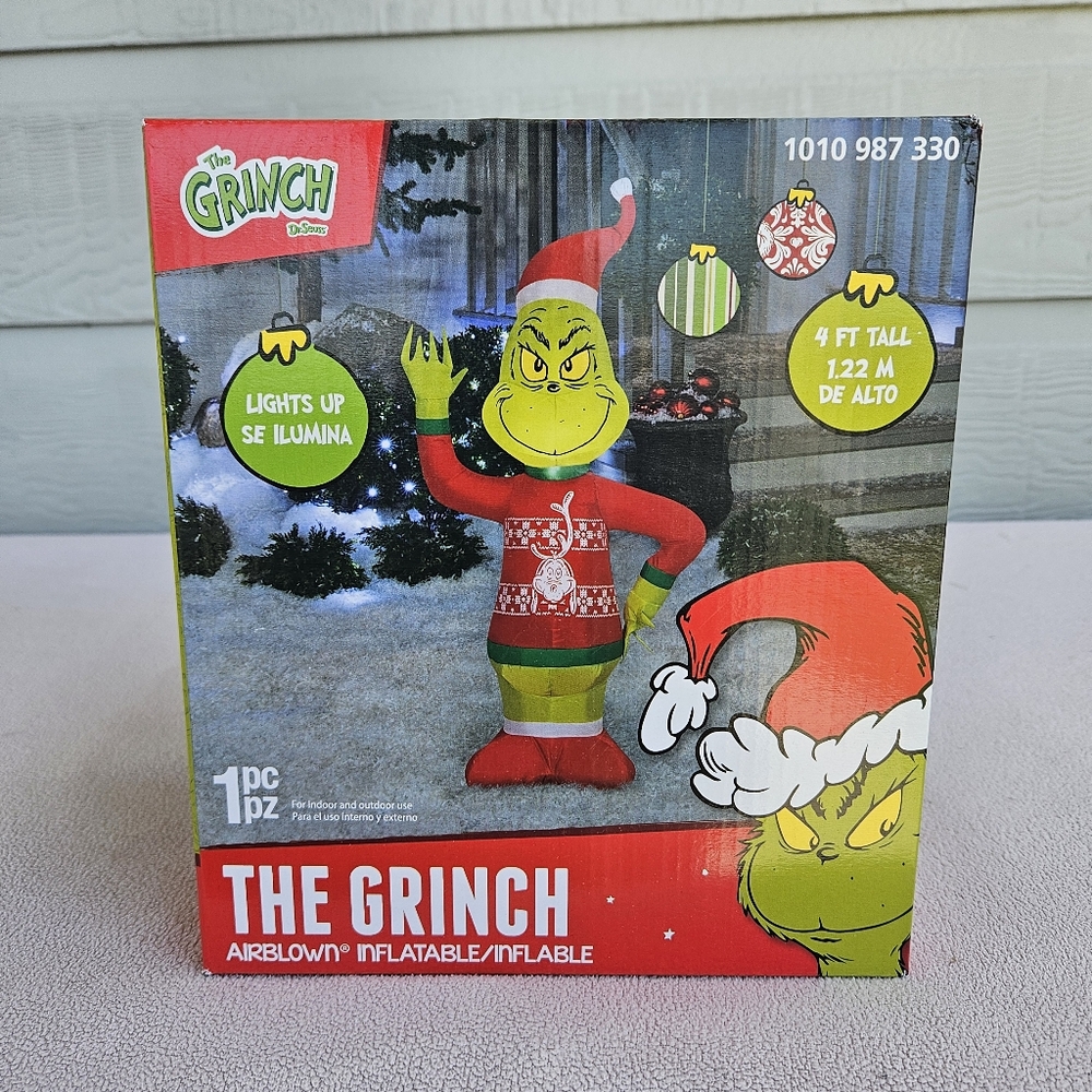 Gemmy Dr. Seuss The Grinch Ugly Sweater Christmas Inflatable LED 4Ft